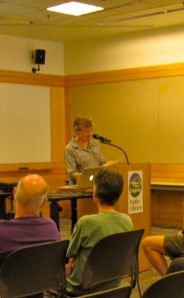 Here I'm giving my presentation to the Eugene Public Library––what I call the "big time!"