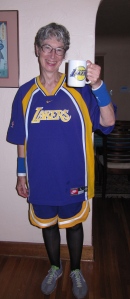 Edna became a Laker's basketball player for the Halloween party.